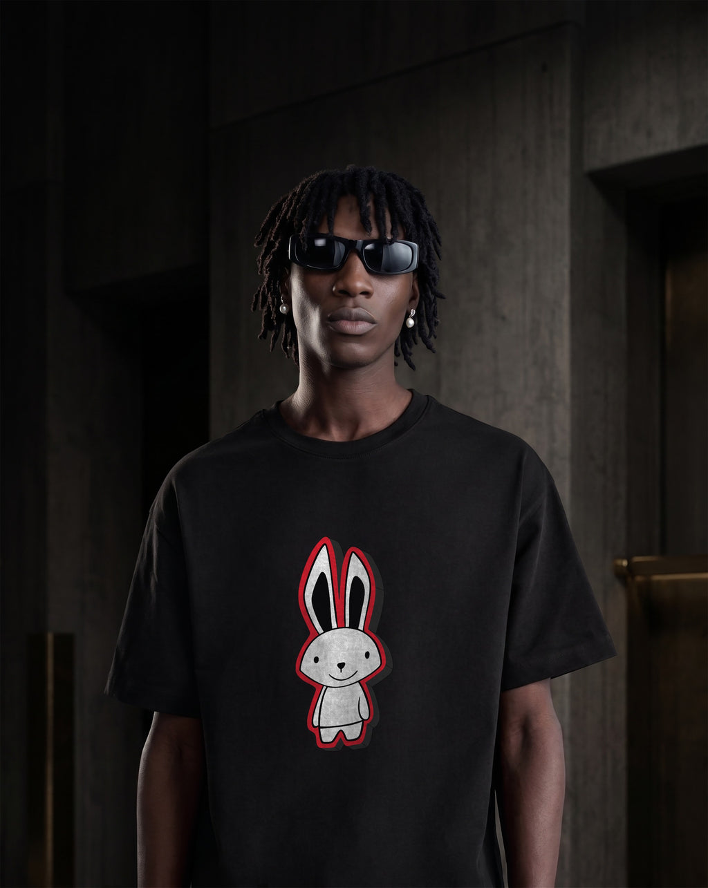 DEENA Classic Rabbit Men's Black Tee