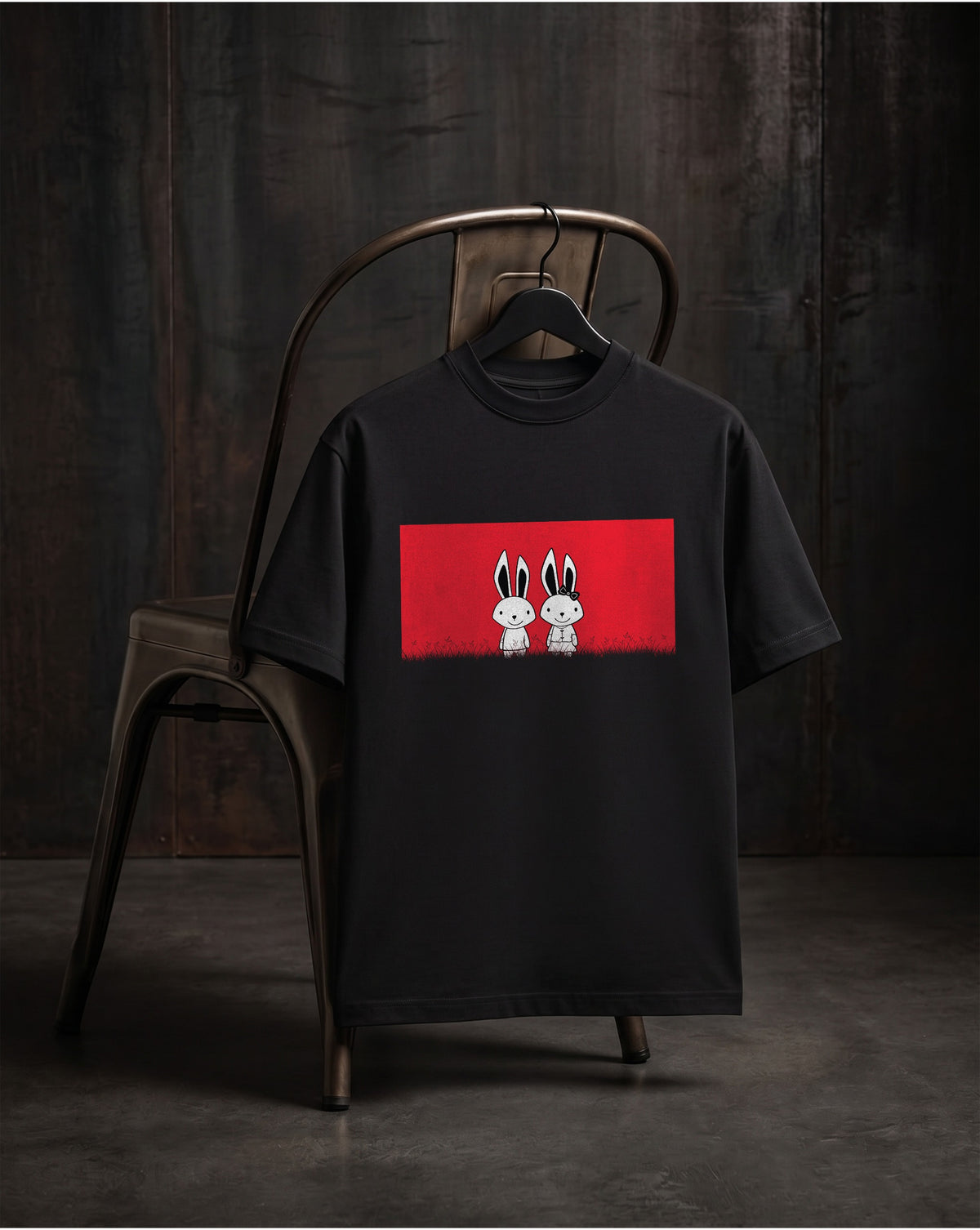 DEENA Classic Rabbit Men's Black Tee - Shadow