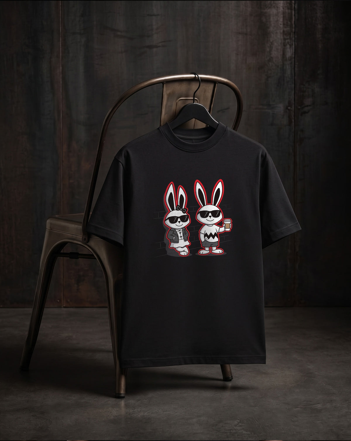 DEENA Classic Rabbit Men's Black Tee