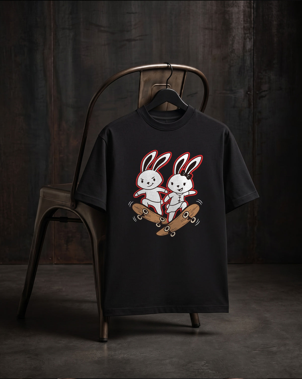 DEENA Classic Rabbit Men's Black Tee - Shadow